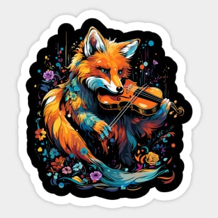 Red Fox Playing Violin Sticker